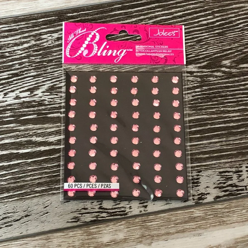 NIP!  Jolee's All That Bling Dimensional Stickers 60 Sparkly Pink Rhinestones